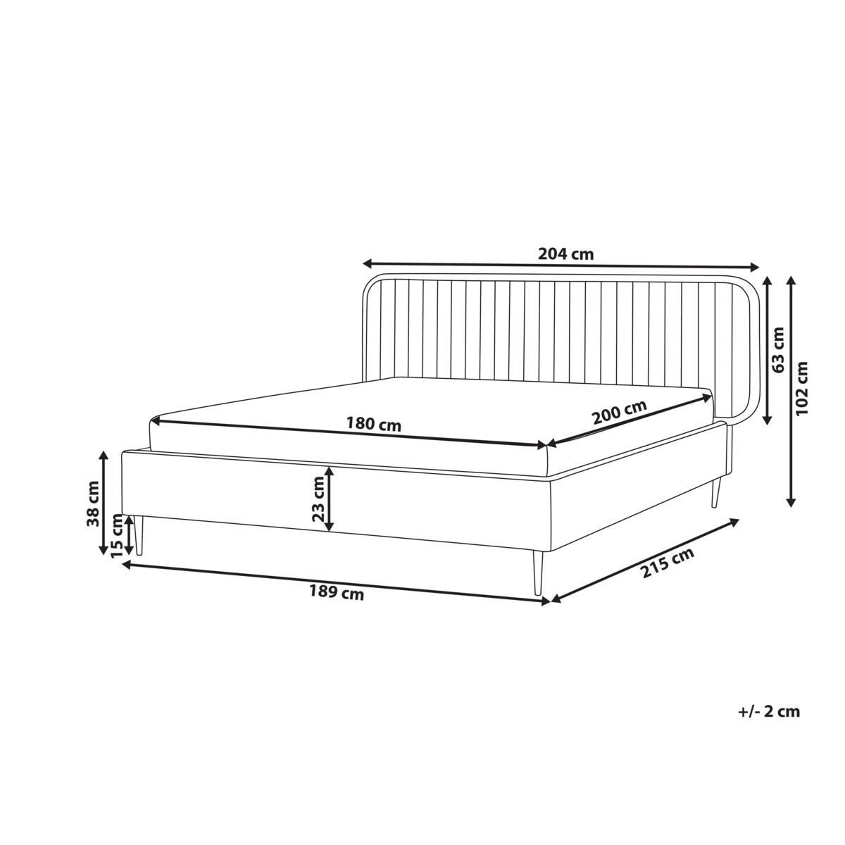 Łóżko welurowe 180 x 200 cm beżowoszare BRIN
