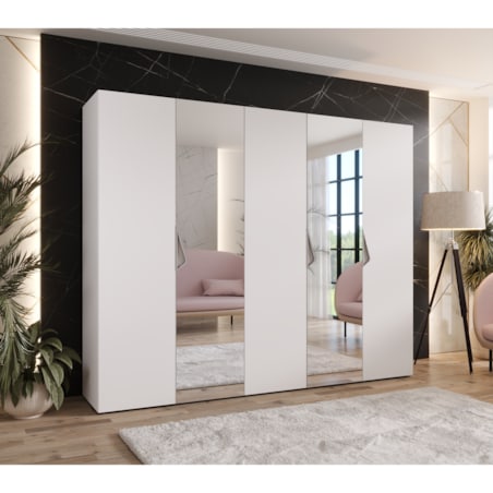 Szafa uchylna z lustrem Sandi 2 250 wys 202 cm Biały + u Kaszmir