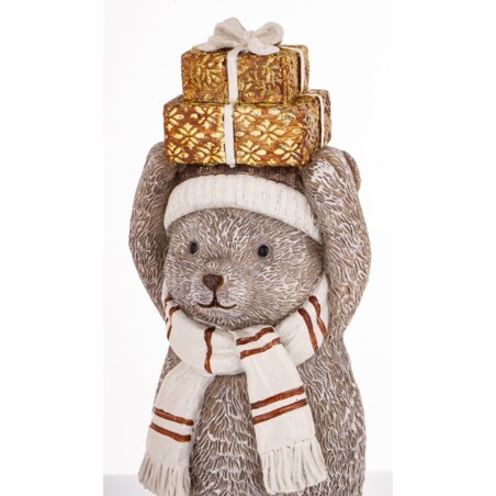 Figurka świąteczna - szary Miś 22x7,5x8 cm CAPELLO z pudełkami