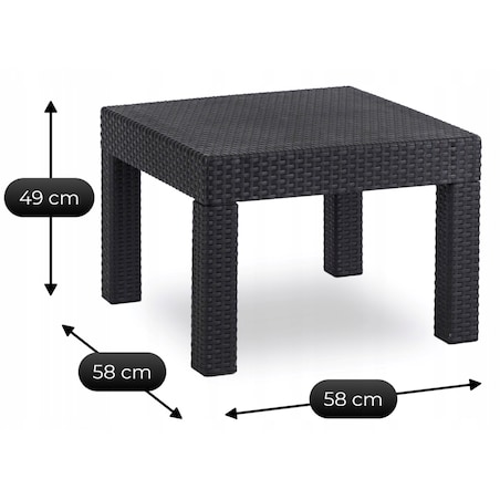 Zestaw Meble Ogrodowe Technorattan Na Taras Ogród Komplet Czarne FRESNO