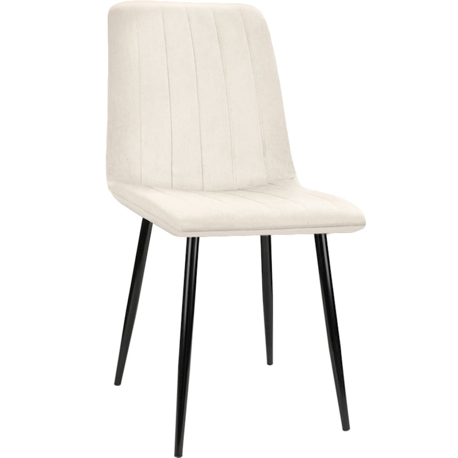 Krzesło welurowe tapicerowane beżowe pikowane czarne nogi