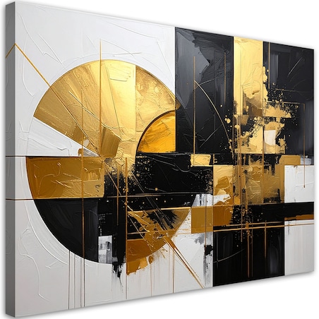 Obraz do salonu sypialni biura, Geometryczna abstrakcja złote akcenty