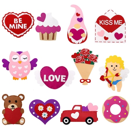 Walentynki - filcowy zestaw do szycia DIY - 12 elementów