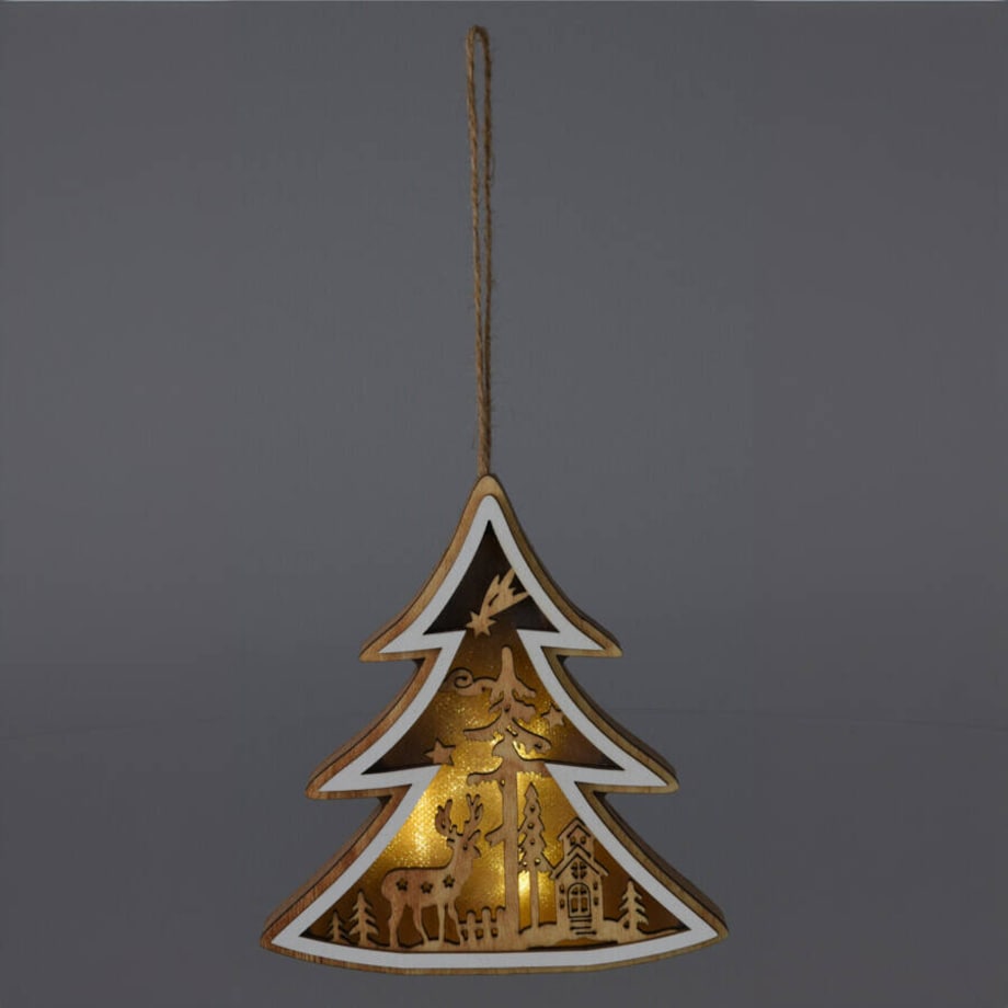 Drewniana dekoracja świąteczna do zawieszenia, 12 cm