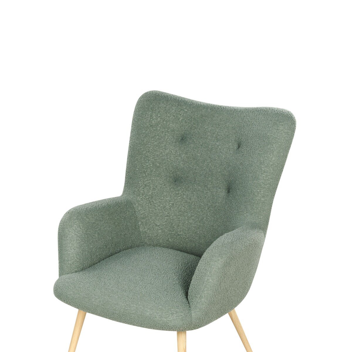 Fotel z podnóżkiem boucle jasnozielony VEJLE