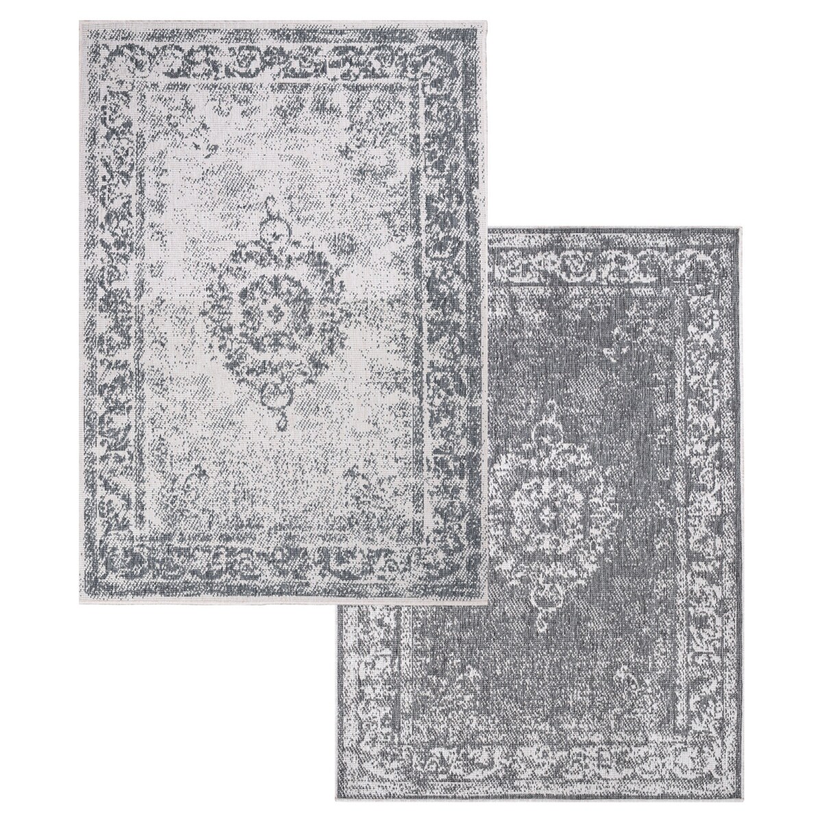 Funkcjonalny dywan na zewnątrz i do wnętrz, dwustronny DUO 55770 Szary 120x170