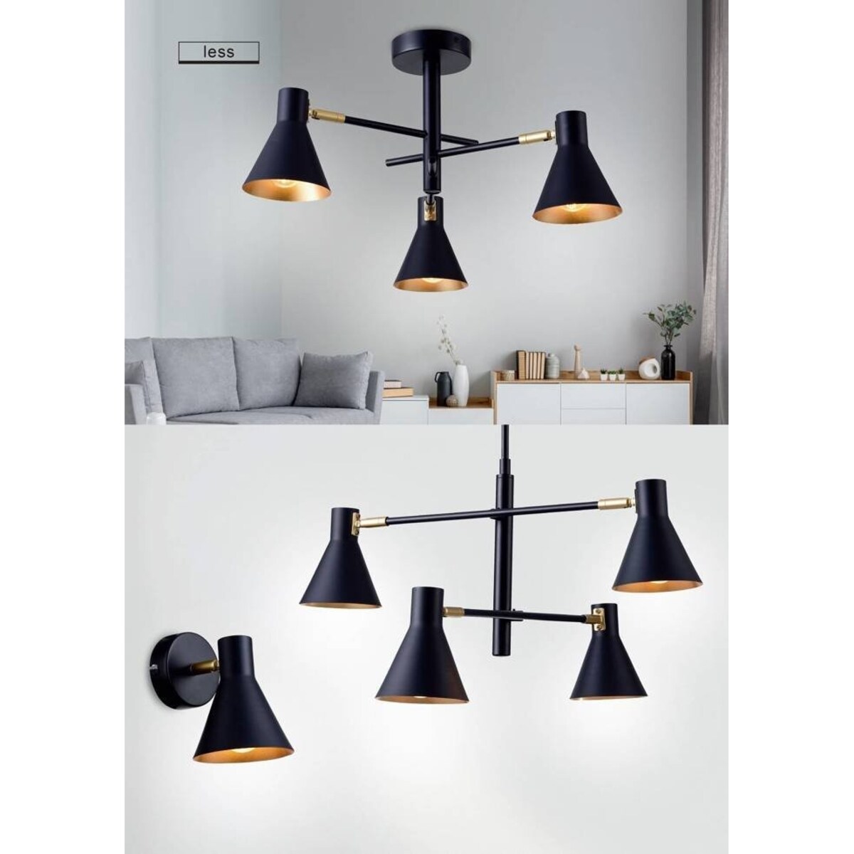 LESS LAMPA KINKIET 1X40W E14 CZARNY MATOWY