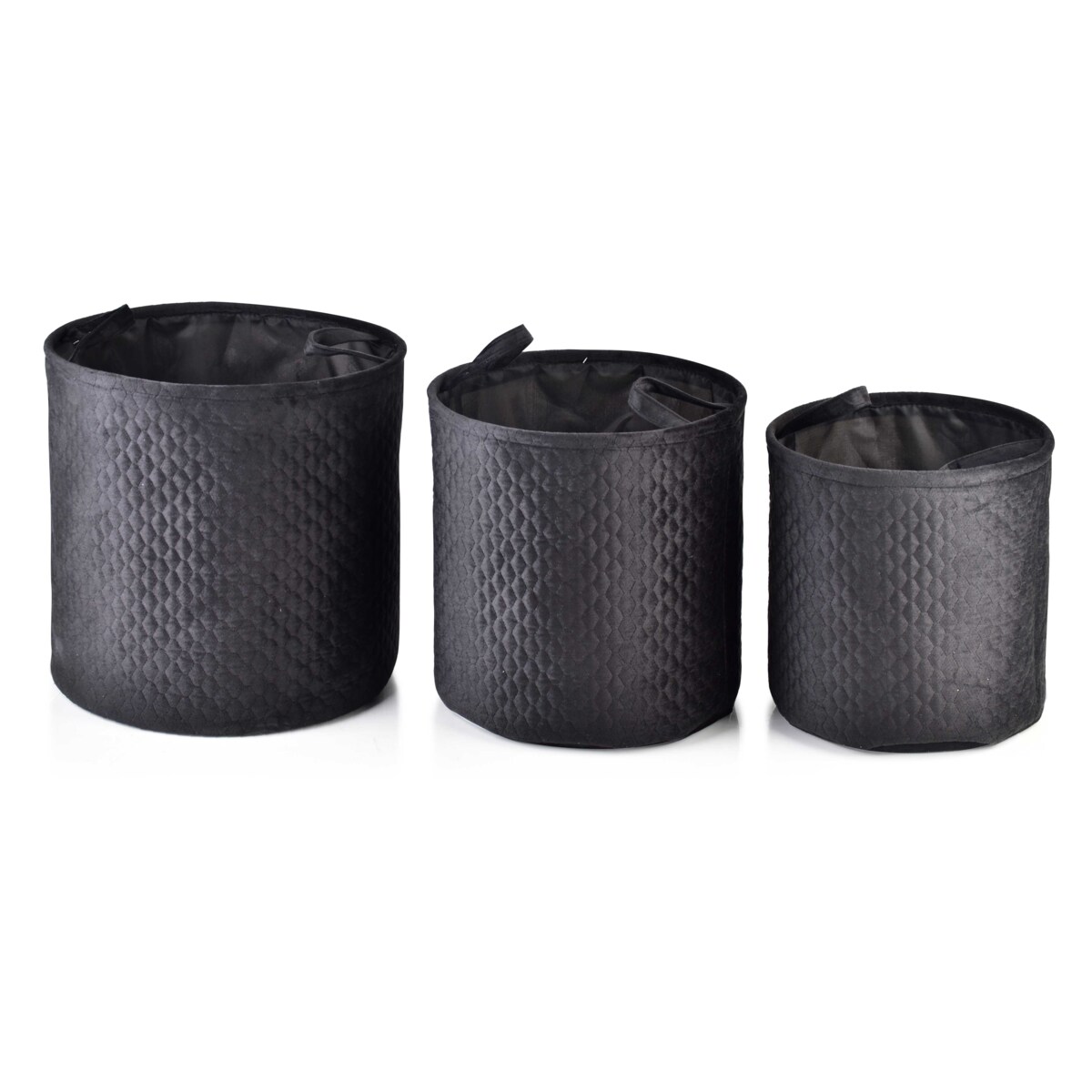 SARA BLACK KOMPLET 3 KOSZY L38xh38cm, M34xh34cm, S30xh30cm