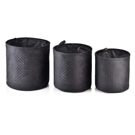 SARA BLACK KOMPLET 3 KOSZY L38xh38cm, M34xh34cm, S30xh30cm