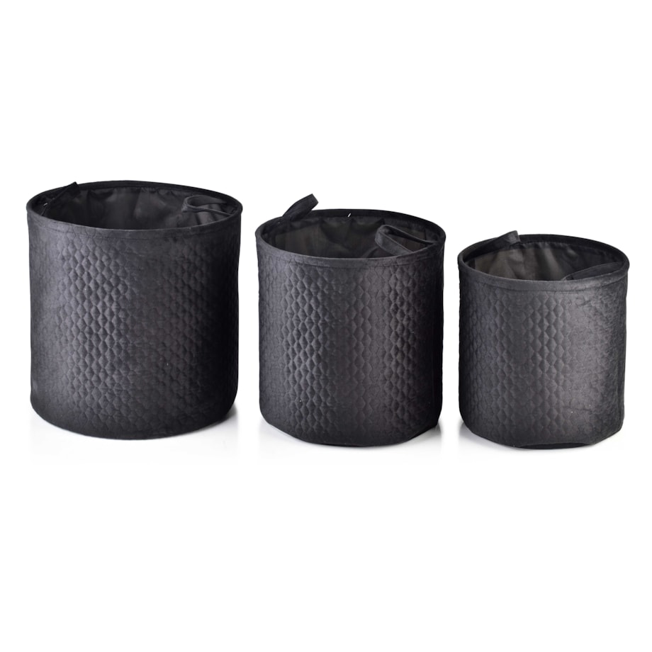 SARA BLACK KOMPLET 3 KOSZY L38xh38cm, M34xh34cm, S30xh30cm