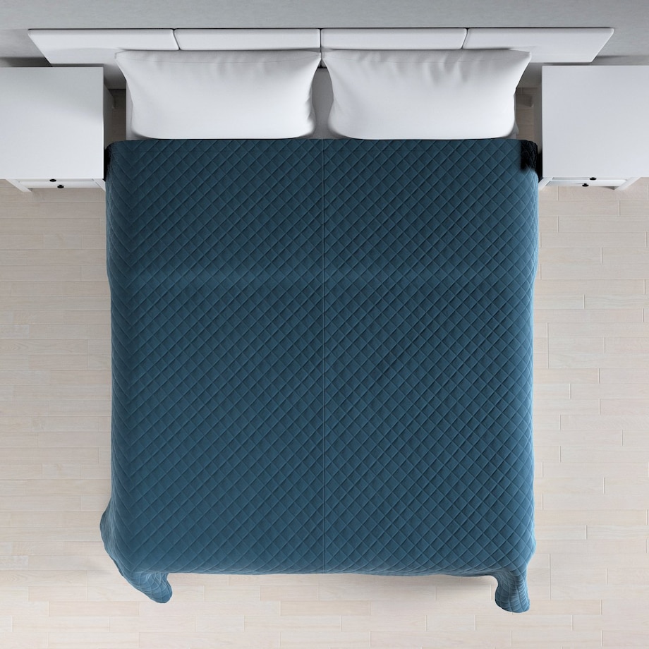 Narzuta pikowana w romby 130x210 pruski błękit