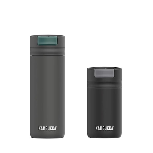 Kubek termiczny duży Cabo 500ml Grey + mały 300ml Black Kambukka Off you go