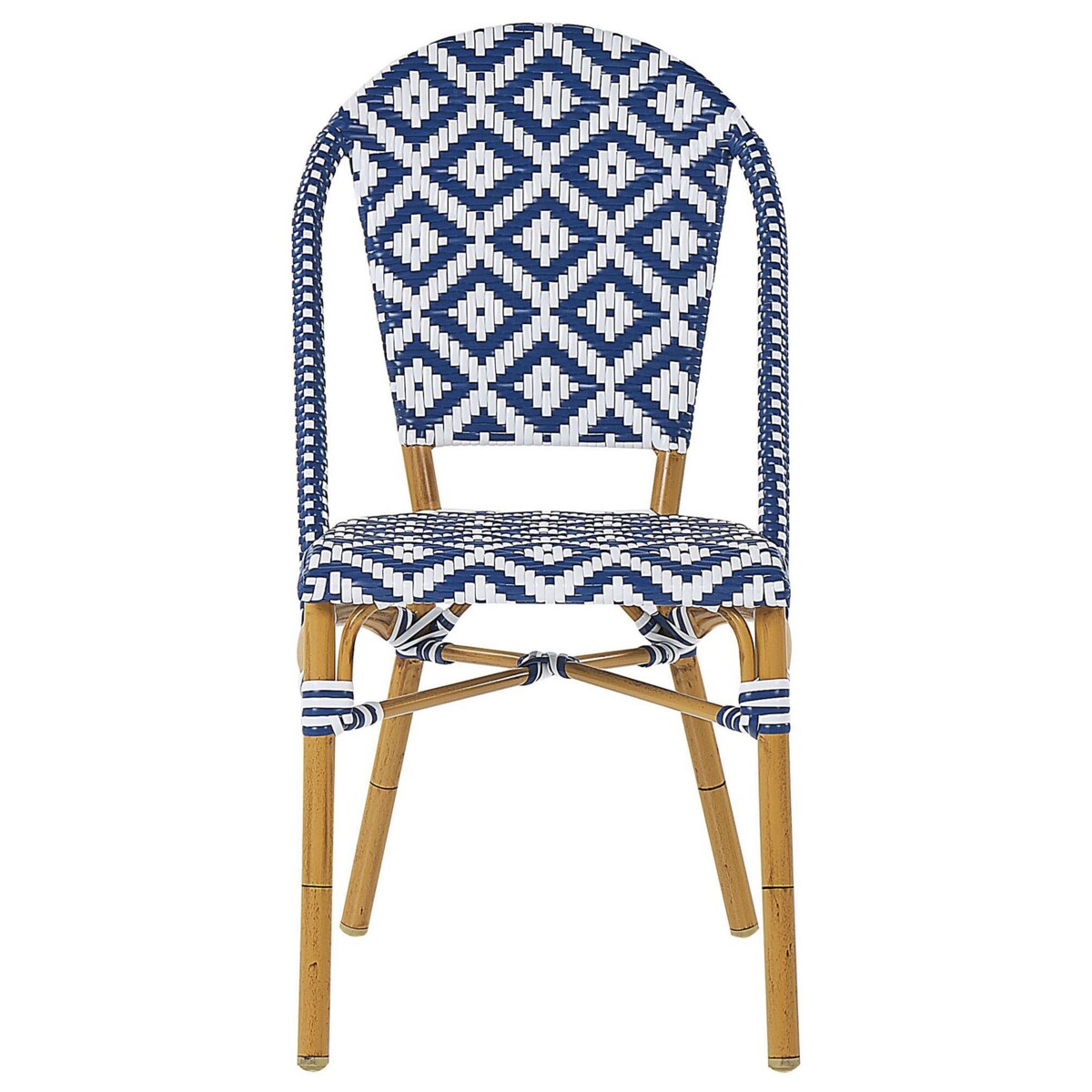 Zestaw 4 krzeseł ogrodowych z technorattanu wzór niebiesko-biały RIFREDDO