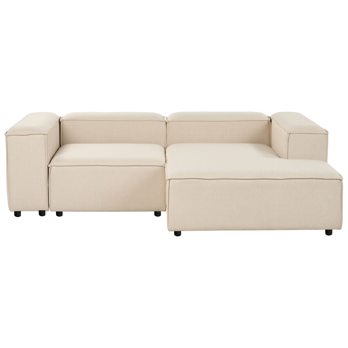 Sofa narożna lewostronna z otomaną ARDAL Beżowy Tkanina 2-osobowa Lewostronny