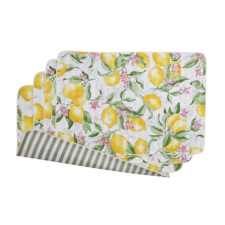 Podkładki dwustronne z motywem cytryn Lemonade & Stripes – komplet 6 szt.