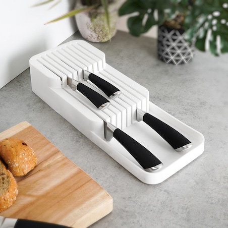 Organizer Wkład do Szuflady na Noże Kuchenne Biały 39 x 14,5 x 7,5 cm