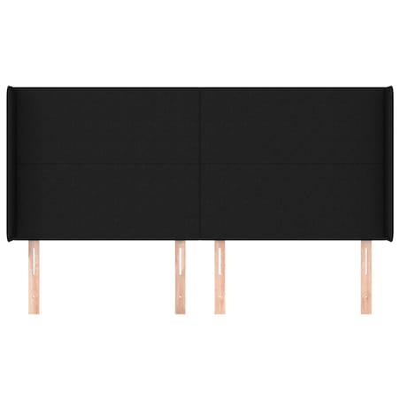 vidaXL Zagłówek uszak, czarny, 183x16x118/128 cm, tkanina