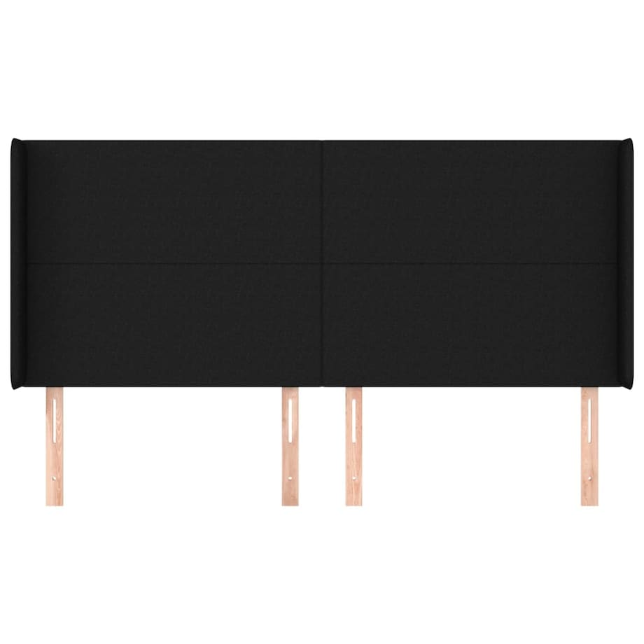 vidaXL Zagłówek uszak, czarny, 183x16x118/128 cm, tkanina