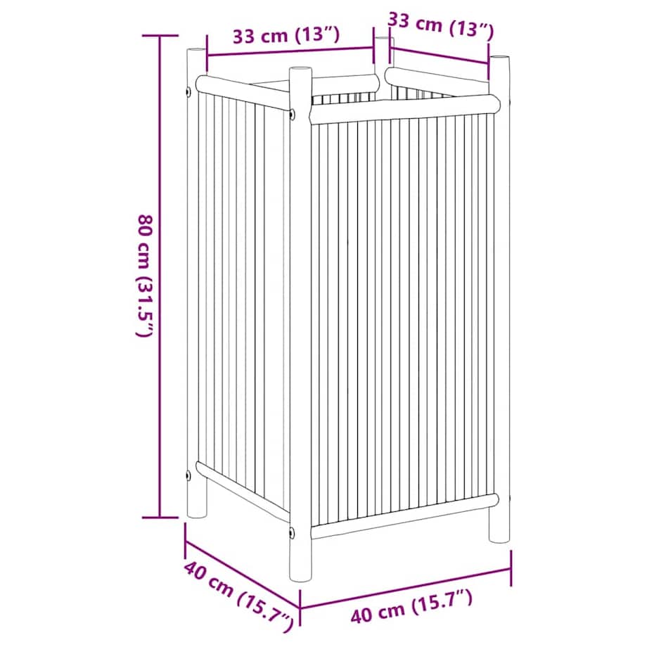 vidaXL Donica, 40x40x80 cm, bambusowa