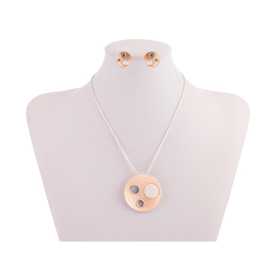 KOMPLET kolczyki naszyjnik KOŁO srebro złoty KLASA