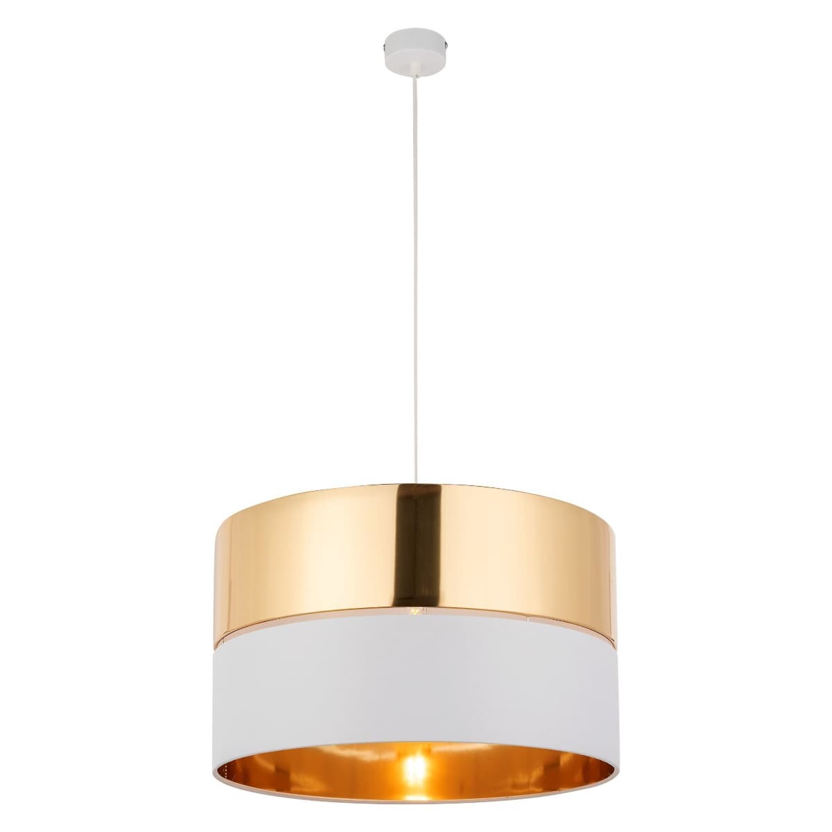 Lampa glamour wisząca Hilton 4771 TK Lighting z tkaniny biała złota
