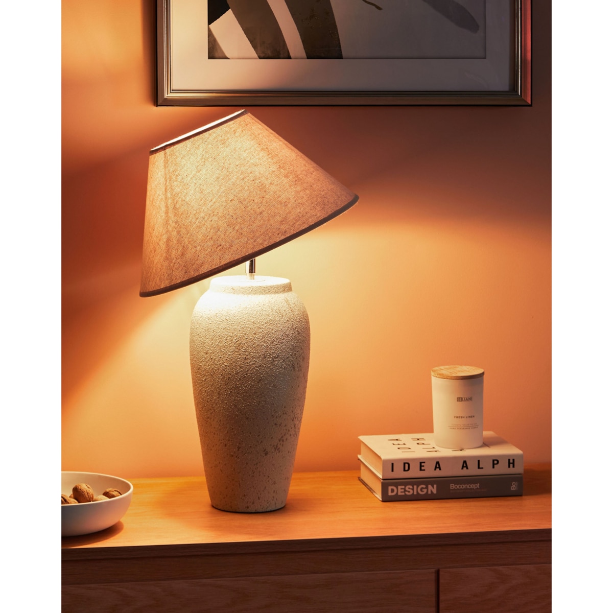 Lampa stołowa AMBLO Ceramika Złamana biel
