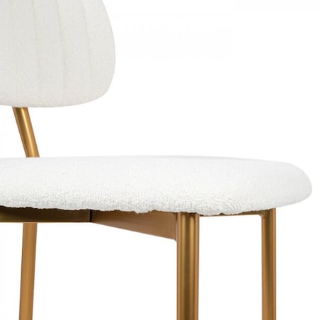 Krzesło tapicerowane FABIOLA BOUCLE KH1201100126 białe złote
