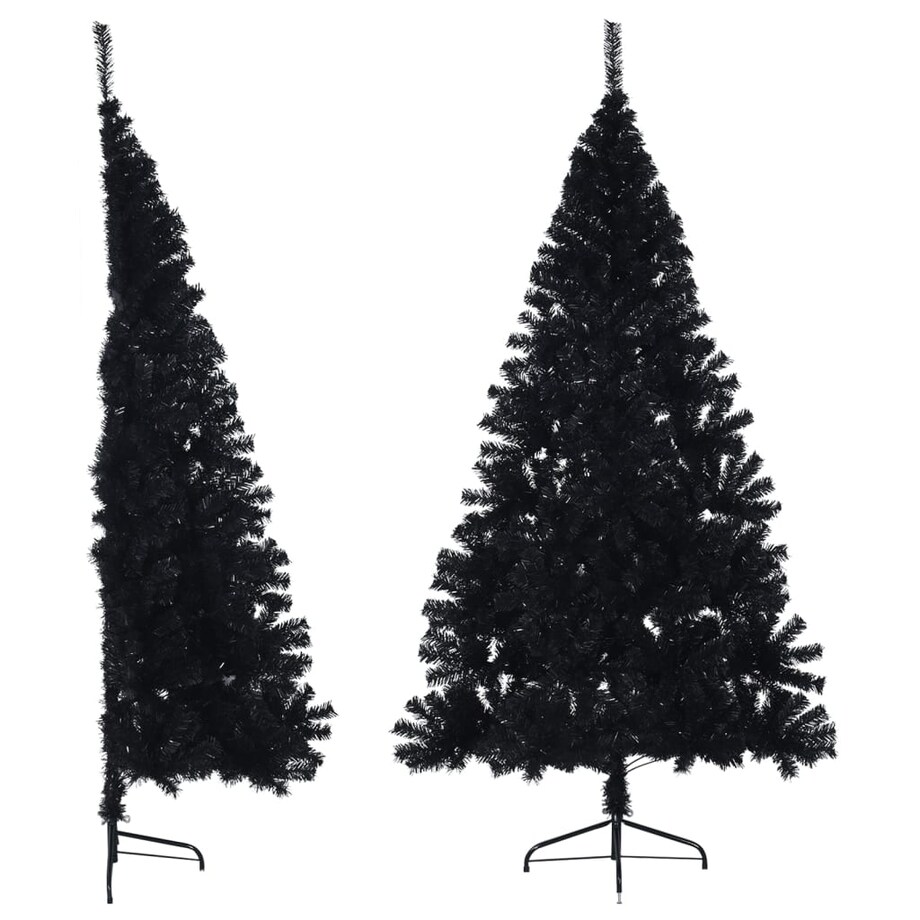 vidaXL Sztuczna choinka połówka ze stojakiem, czarna, 180 cm, PVC