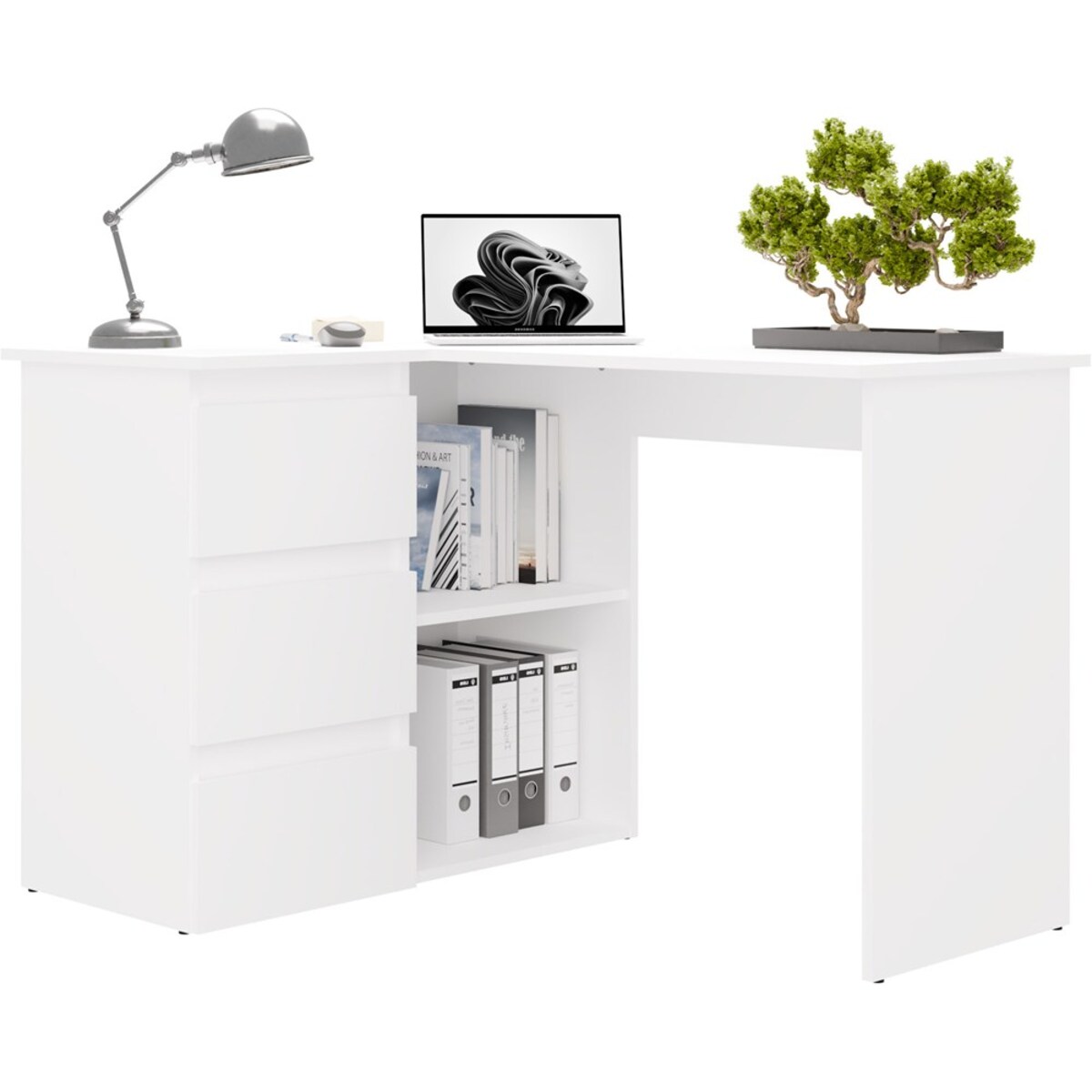 Biurko narożne Nicea lewe białe 120x48,5x75 cm 1 szt.