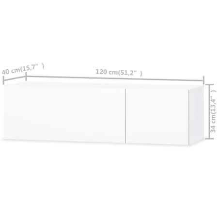 vidaXL Szafka TV, 120x40x34 cm, materiał drewnopochodny, biała/połysk