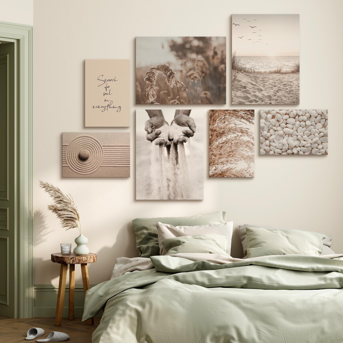 Zestaw Obrazów MORZE Trawy Plaża Boho 110x80cm