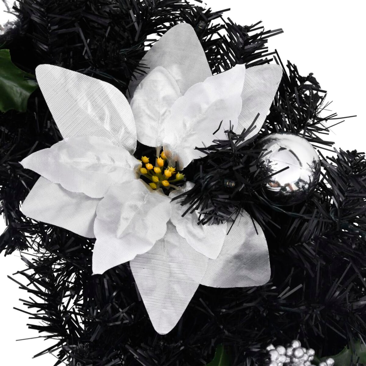 vidaXL Łuk świąteczny z girlandą i lampkami LED, czarny, 90 cm, PVC