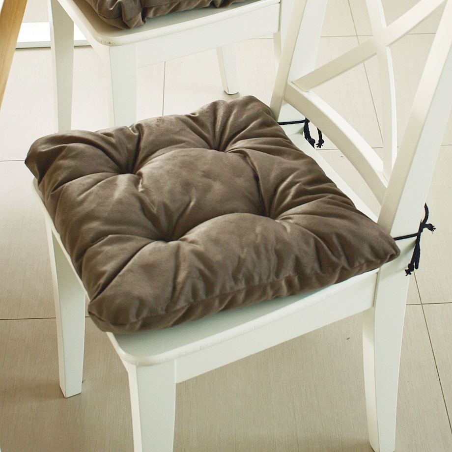 Zestaw 4 poduszek na krzesło/stołek, standard, 45x45 cm, Brąz