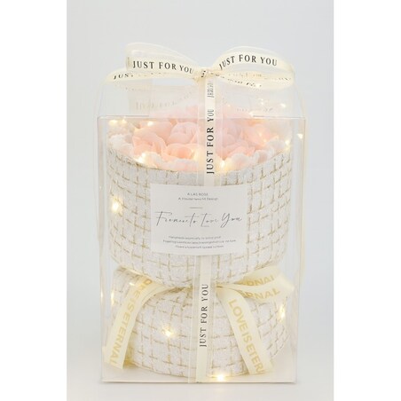 Bukiet zapachowych kwiatów mydlanych w pudełku na prezent, świecące LED BUK22