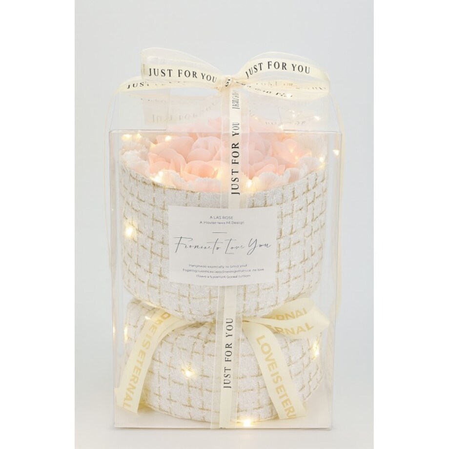 Bukiet zapachowych kwiatów mydlanych w pudełku na prezent, świecące LED BUK22