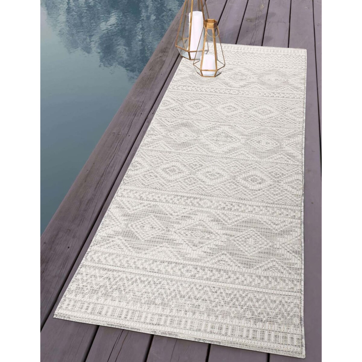 Dywan na zewnątrz i do wnętrz boho Paloa 35220 Szary 160x230