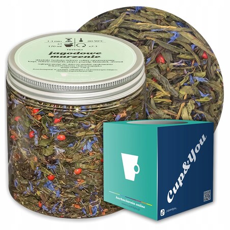 Herbata zielona JAGODOWE MARZENIE o smaku jagód z nutą cynamonu PREMIUM - herbata liściasta sypana mieszanka napar susz - gotowa na prezent upominek