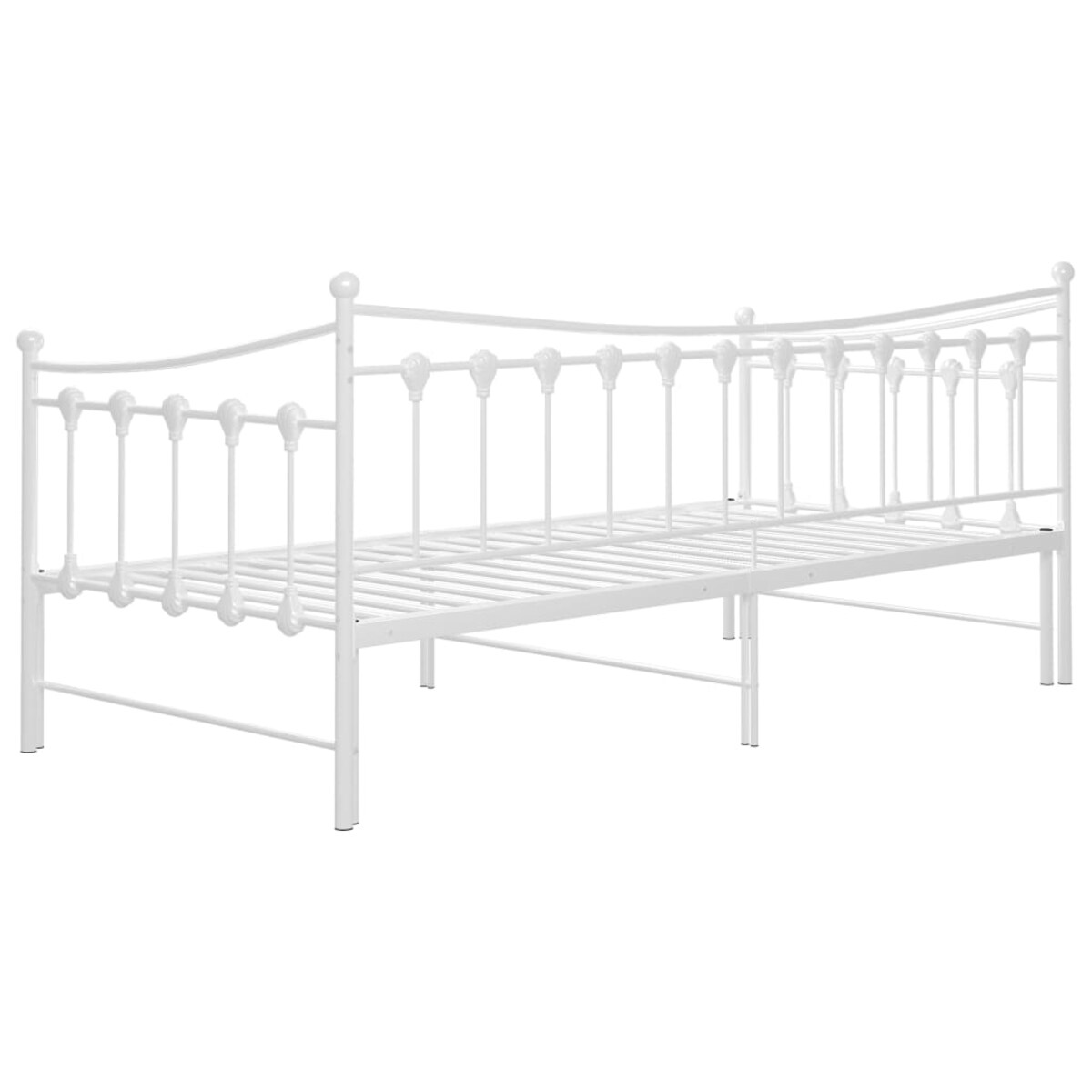 vidaXL Sofa z wysuwaną ramą łóżka, biała, metalowa, 90x200 cm