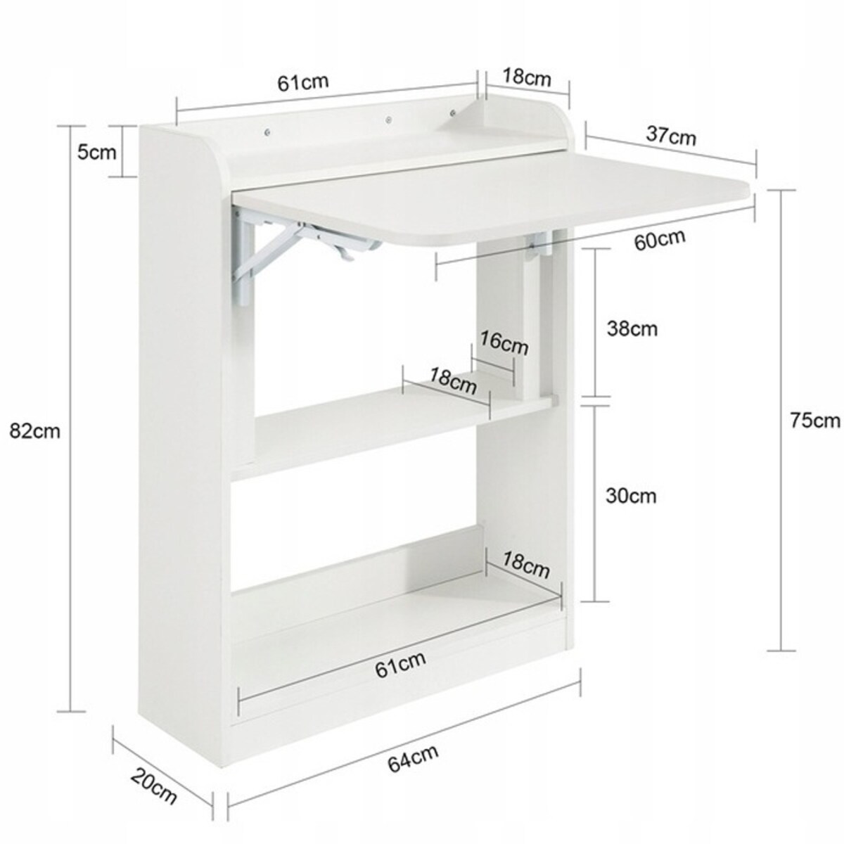 Biurko ścienne składane białe szafka półka regał nowoczesne stół laptopa