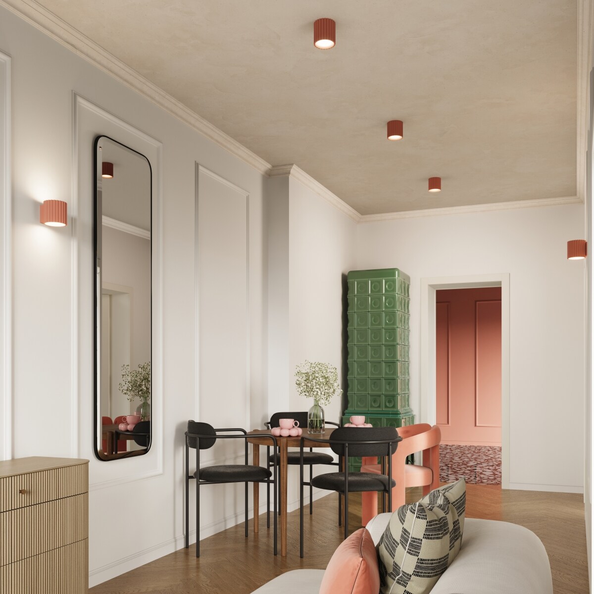 Plafon AURA 1 brzoskwiniowy GU10