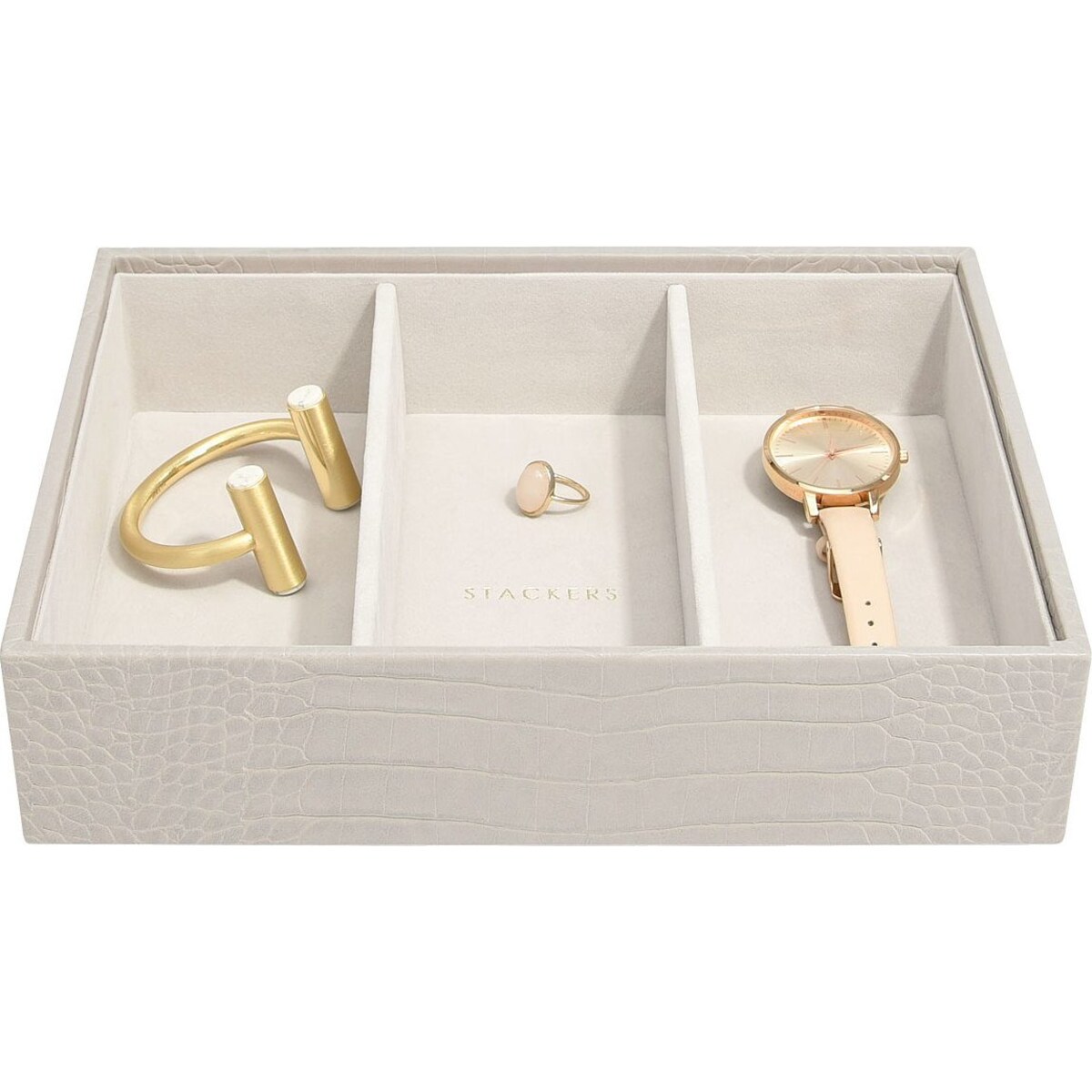 Szkatułka na biżuterię Stackers Croc 3 komorowa classic putty