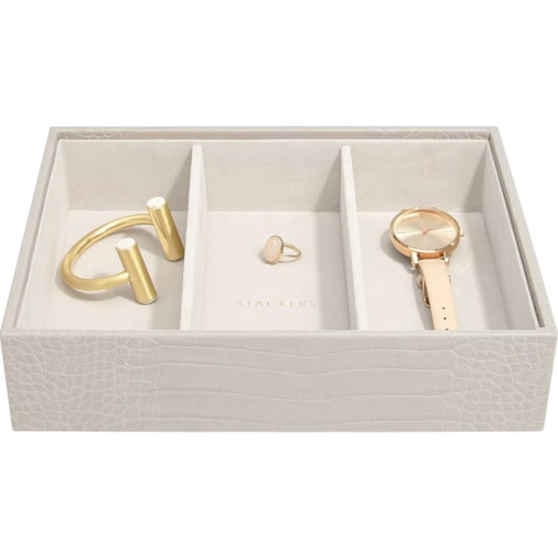 Szkatułka na biżuterię Stackers Croc 3 komorowa classic putty