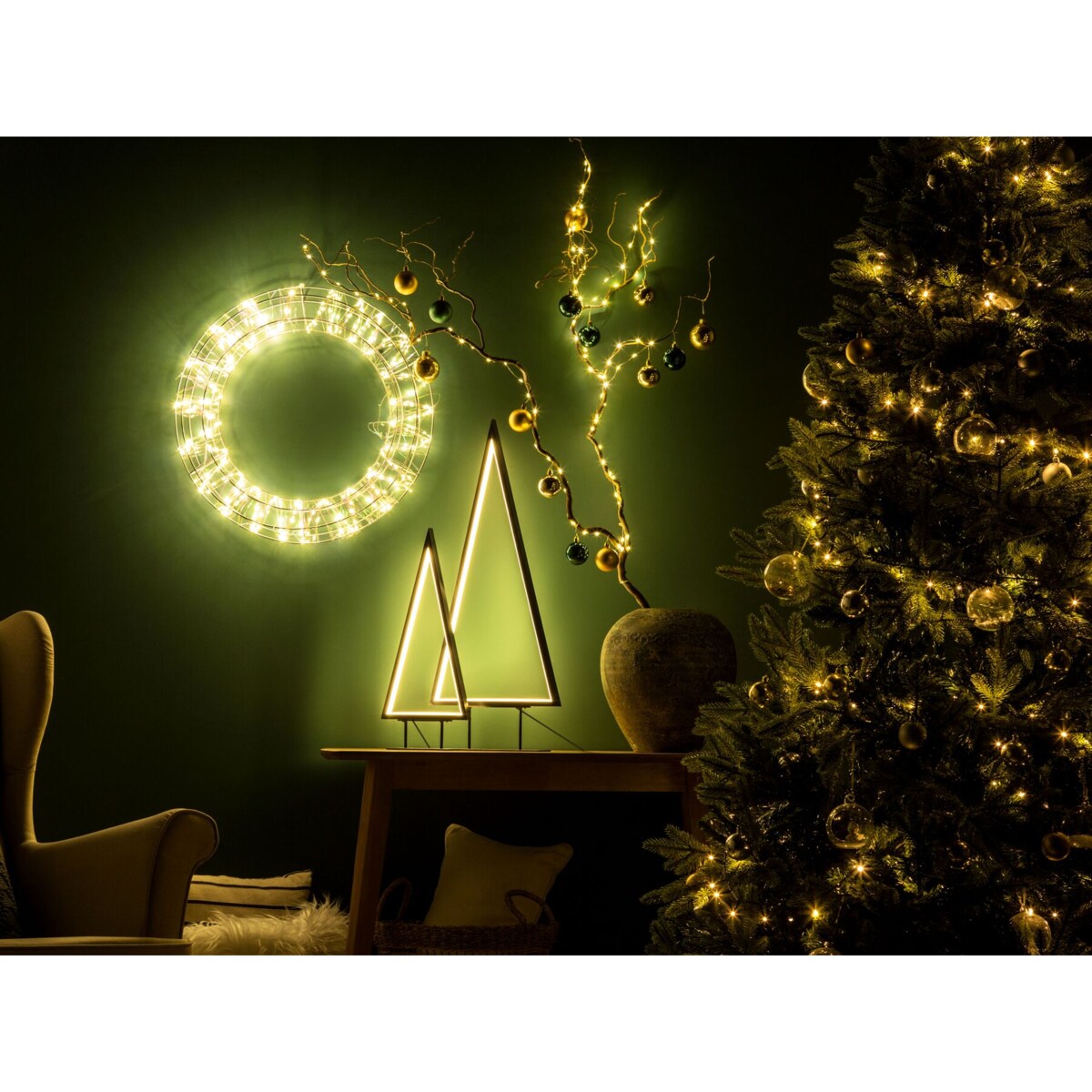 Zestaw 2 figurek dekoracyjnych LED choinki czarny LOPPI