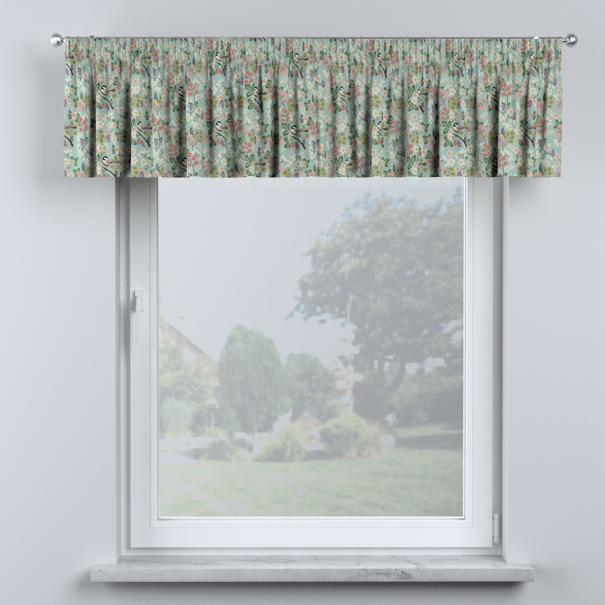 Lambrekin na taśmie marszczącej 260x40 niebieski