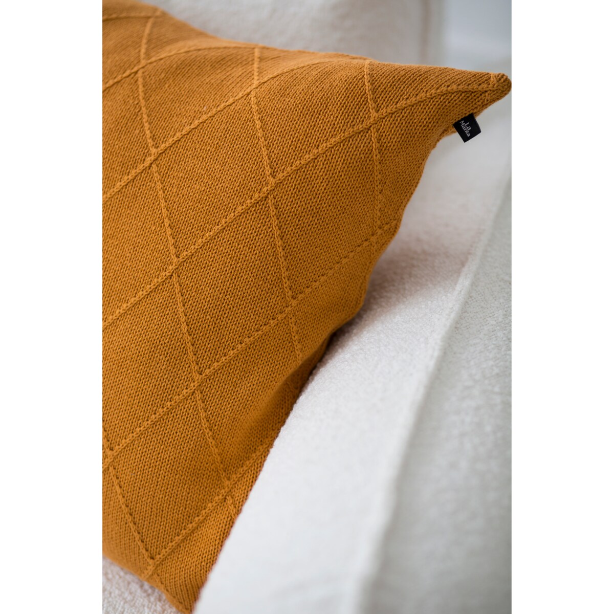 Poszewka romby kwadratowa musztardowa, 50 x 50 cm, La Manta