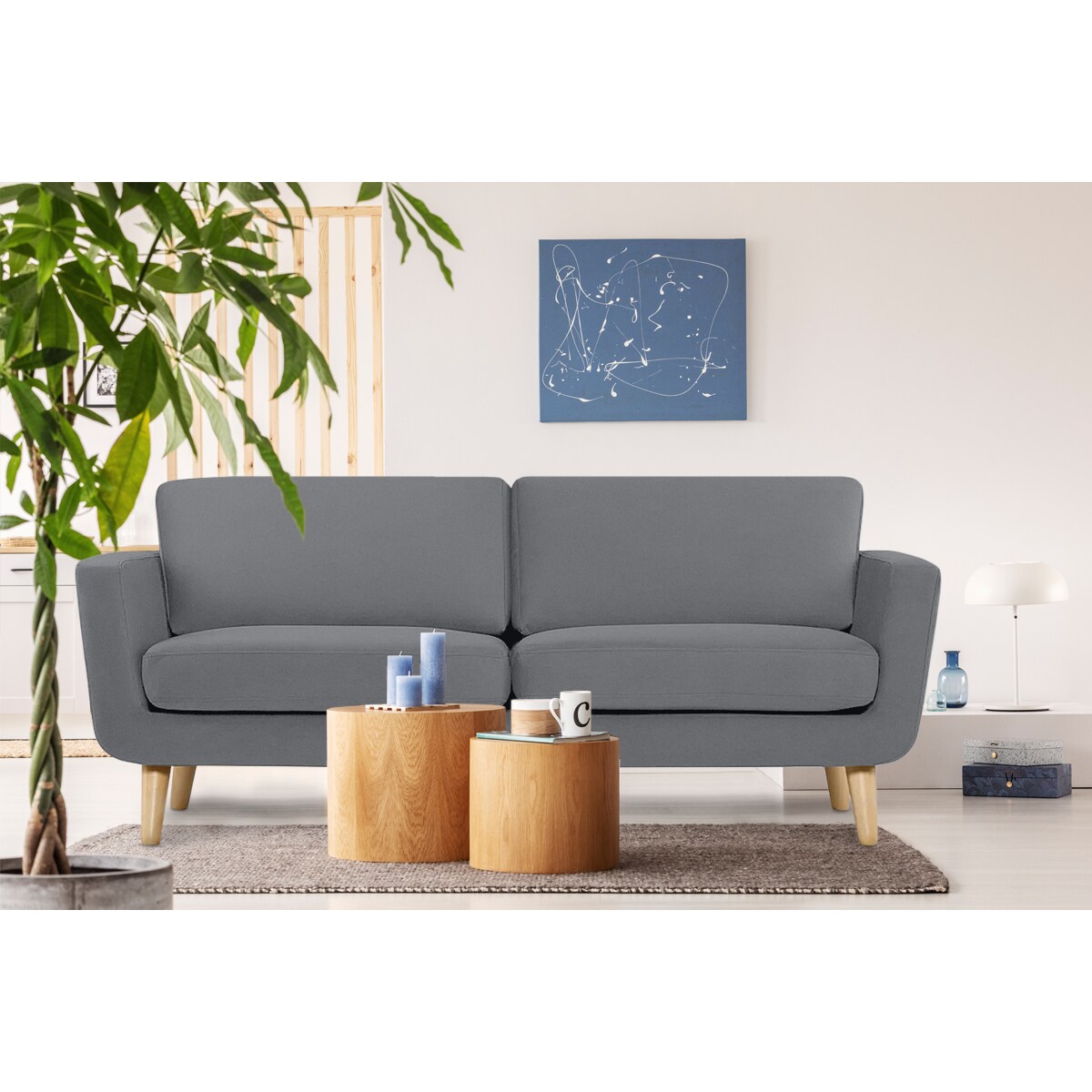 KONSIMO TAGIO Szara skandynawska sofa 3-osobowa