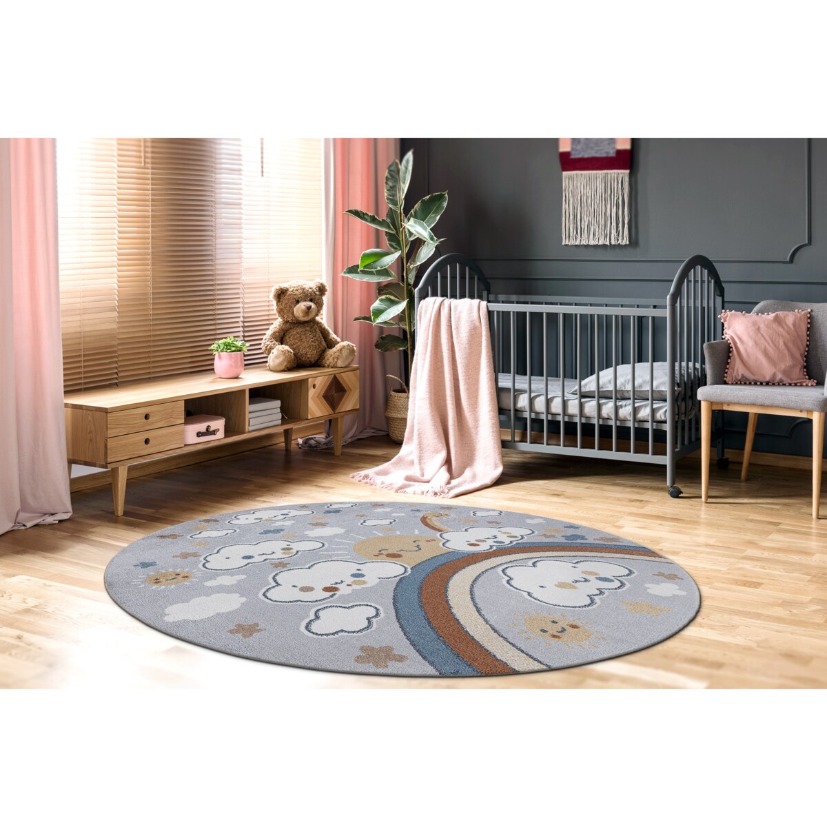 Dywan BONO 8437 koło Chmurki, niebo jasny koło 120 cm