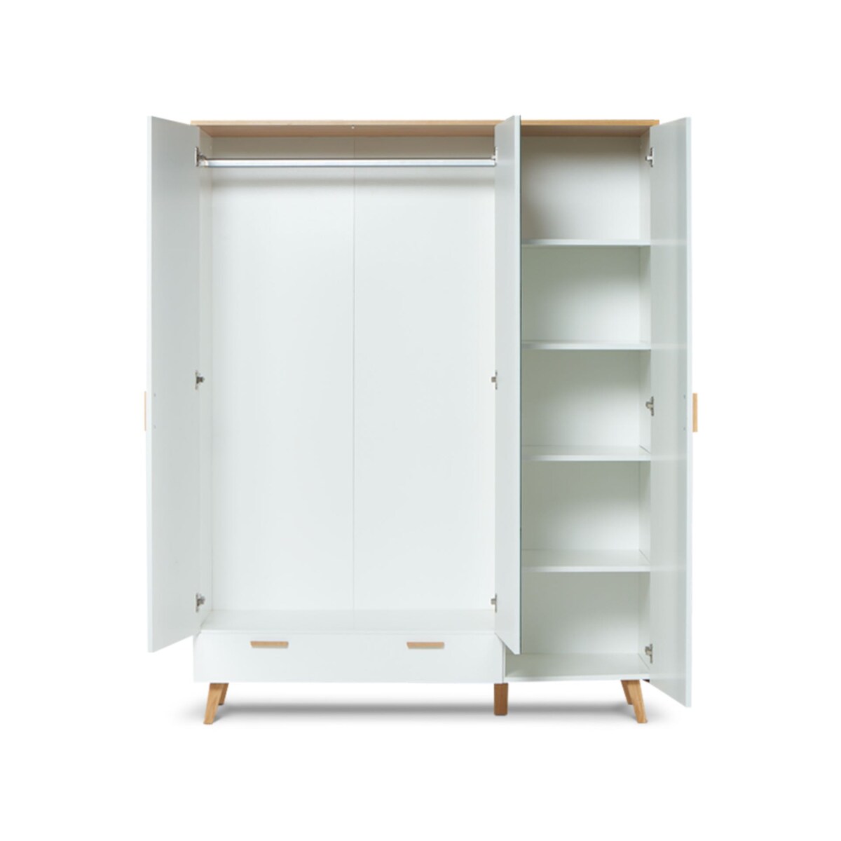 KONSIMO FRISK Biała szafa z lustrzanymi drzwiami w stylu skandynawskim