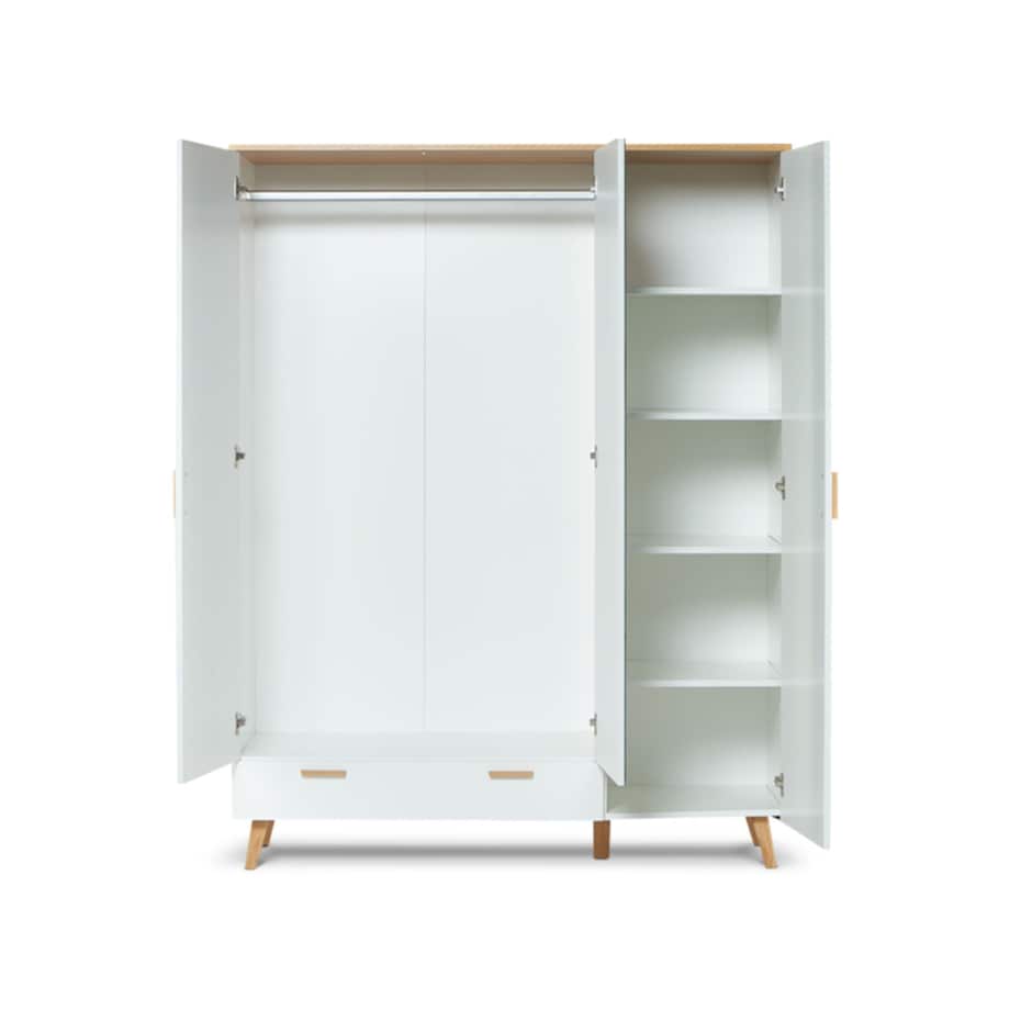 KONSIMO FRISK Biała szafa z lustrzanymi drzwiami w stylu skandynawskim