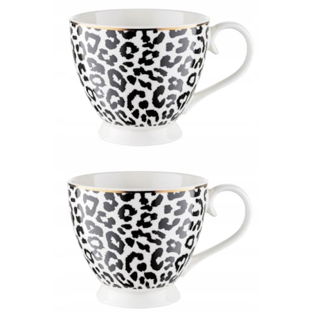 KUBEK WYSOKI NA NÓŻCE panterka 2szt na kawę cappuccino 400 ml herbatę